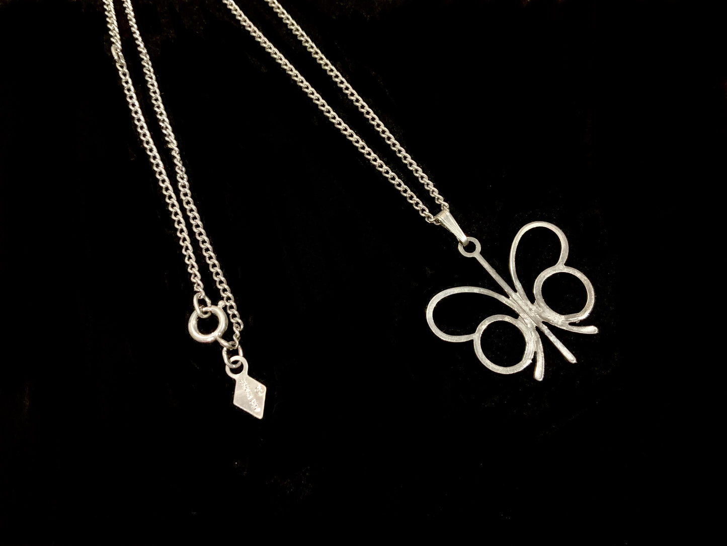 Sarah Coventry Modernist Silver Butterfly Necklace