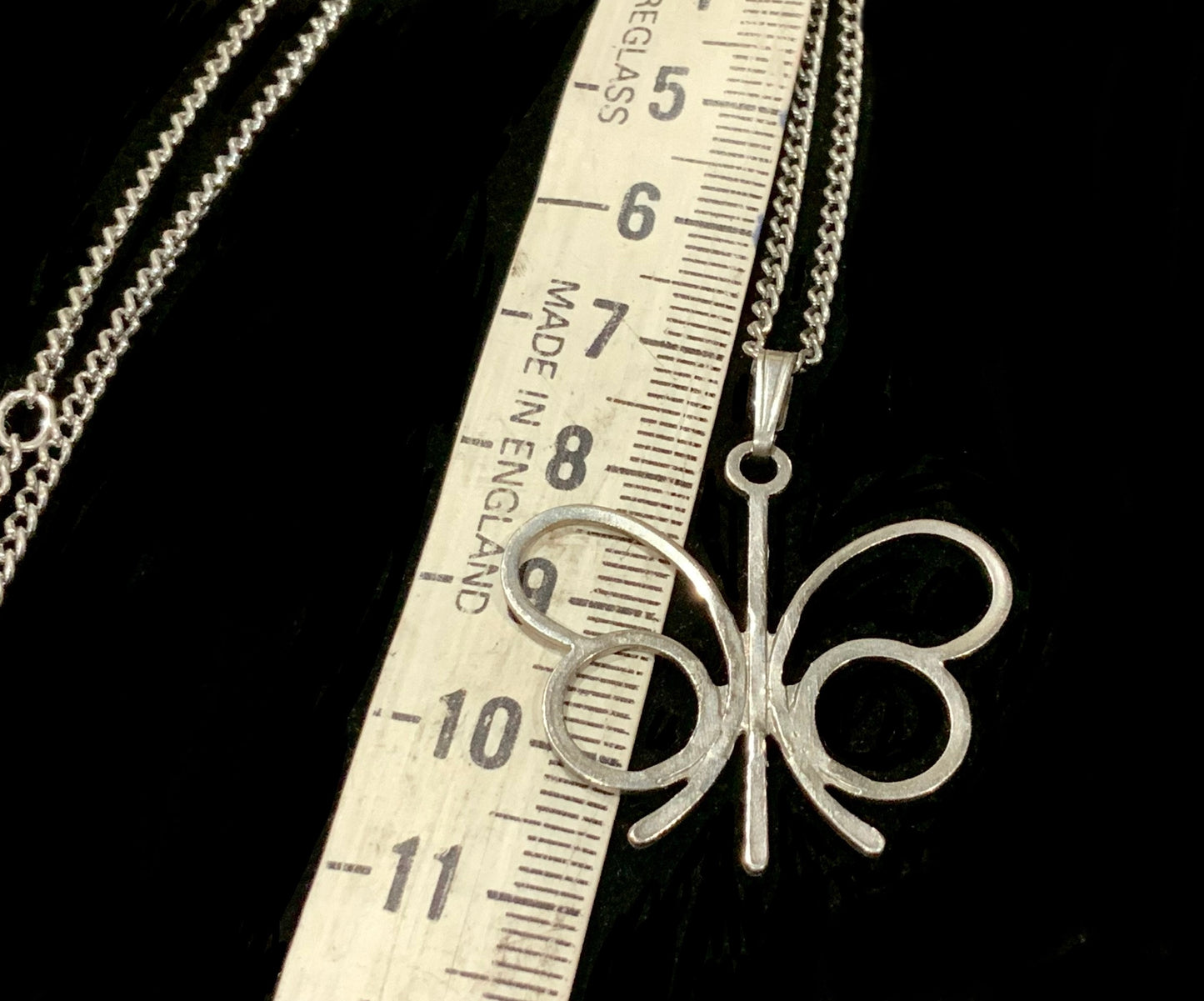 Sarah Coventry Modernist Silver Butterfly Necklace