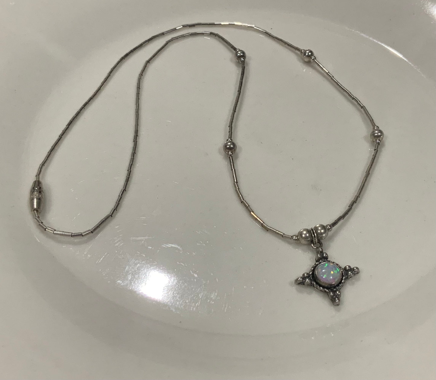 Southwestern 5 STAR 925 Sterling Silver Opal Necklace 42cm