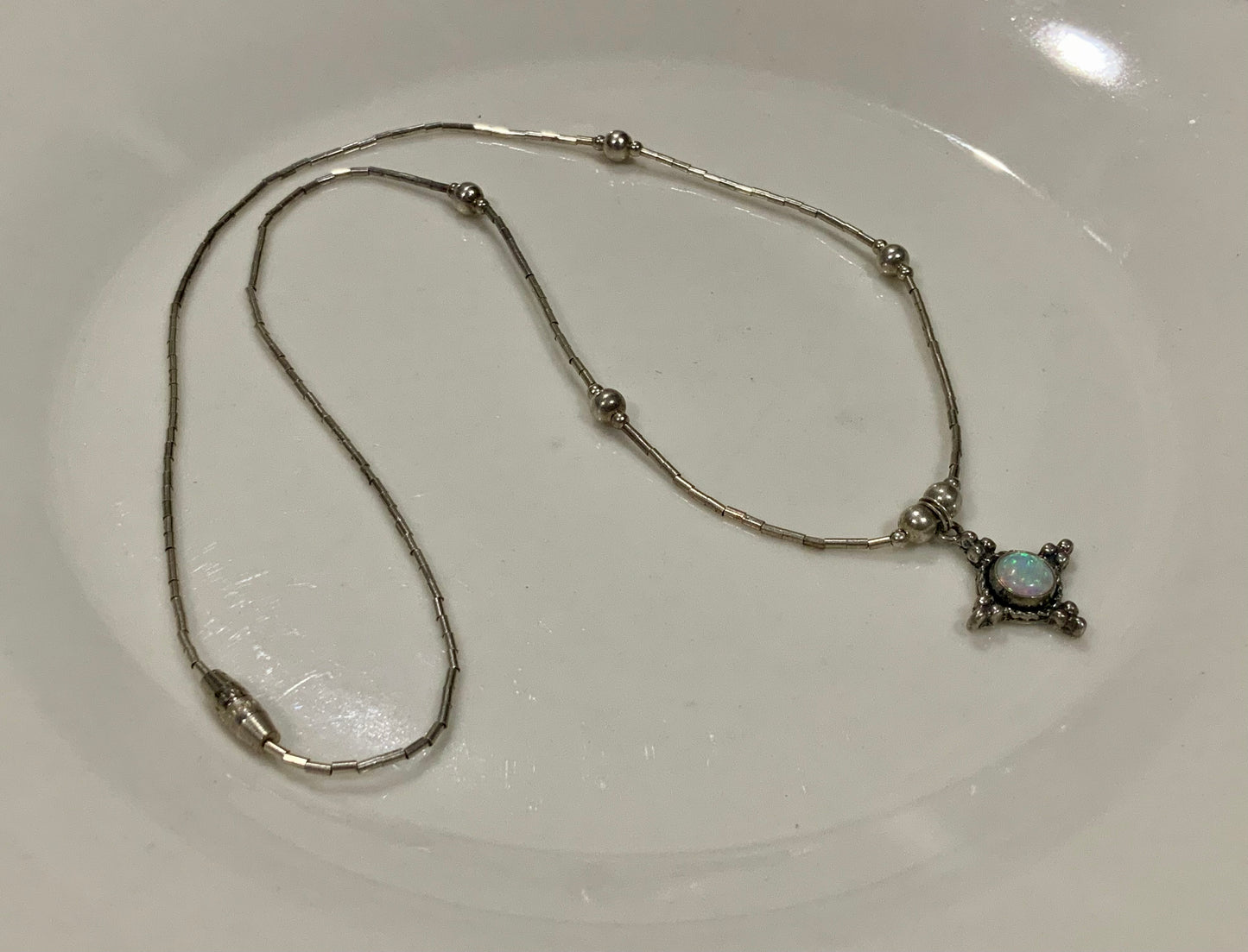 Southwestern 5 STAR 925 Sterling Silver Opal Necklace 42cm