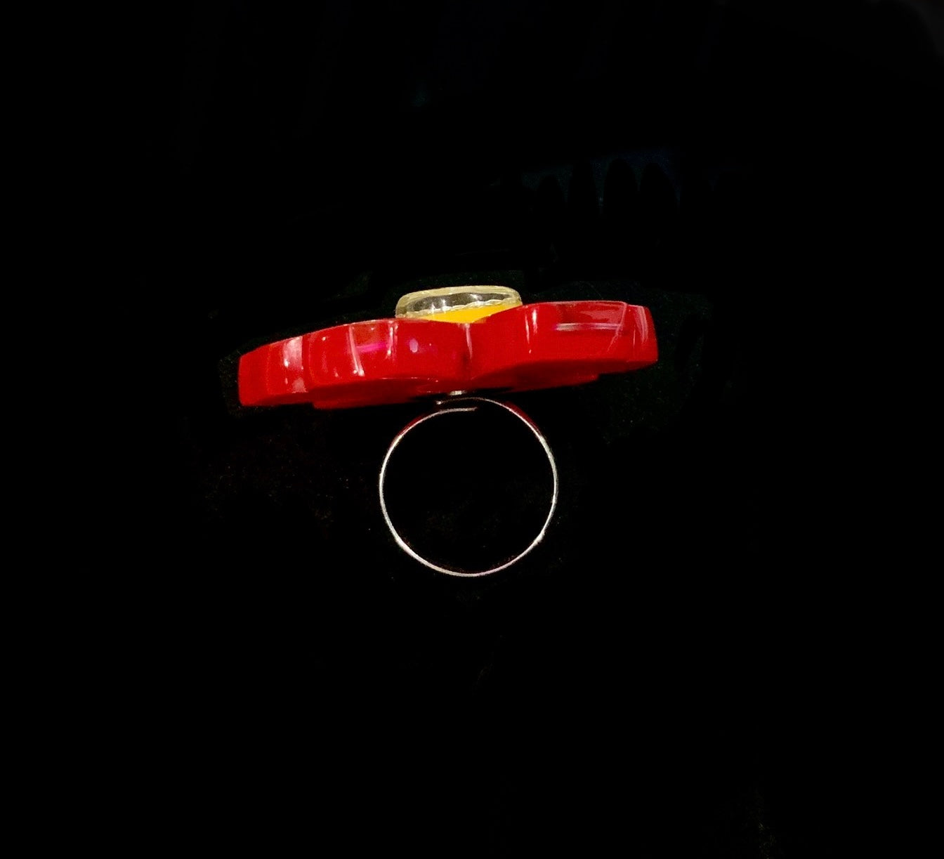 Big Red Resin Mod Flower Ring Adjustable