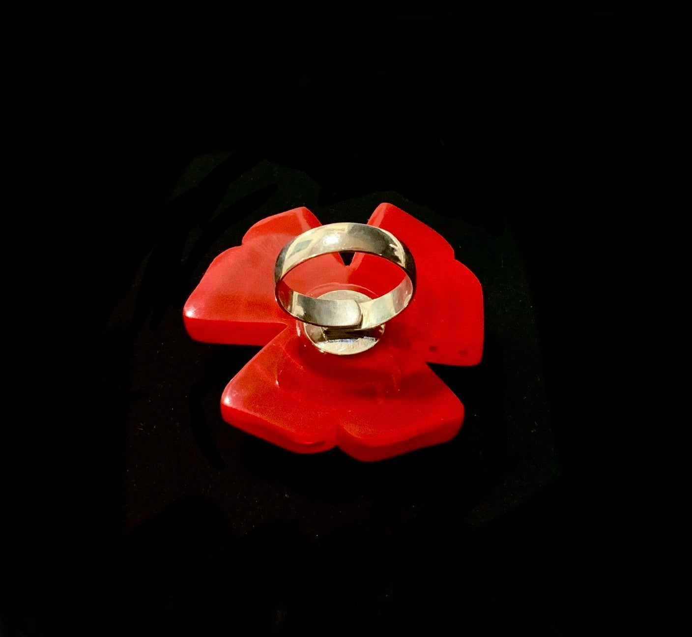 Big Red Resin Mod Flower Ring Adjustable