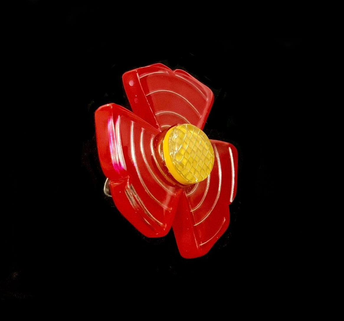 Big Red Resin Mod Flower Ring Adjustable