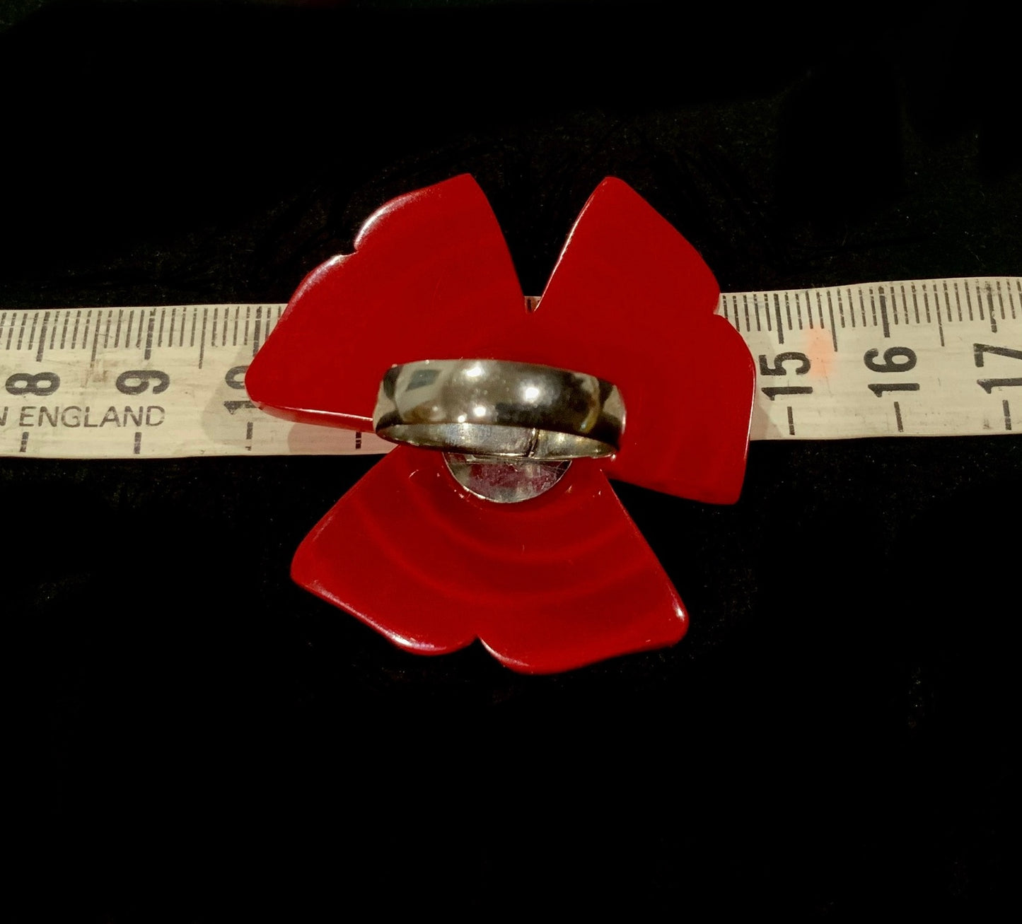 Big Red Resin Mod Flower Ring Adjustable
