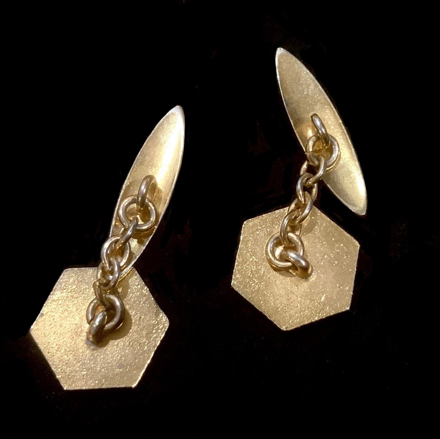 Art Deco Geometric Gold Gilt Red & White Enamel Cufflinks