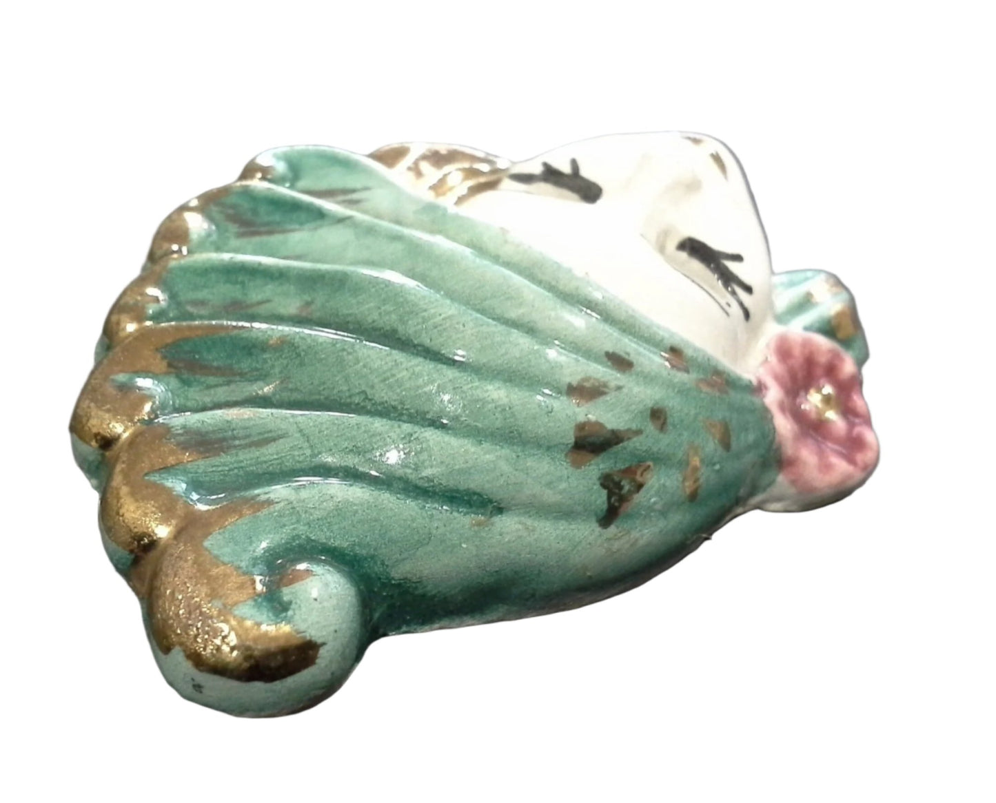 Art Deco Hand Painted Ceramic Lady Brooch