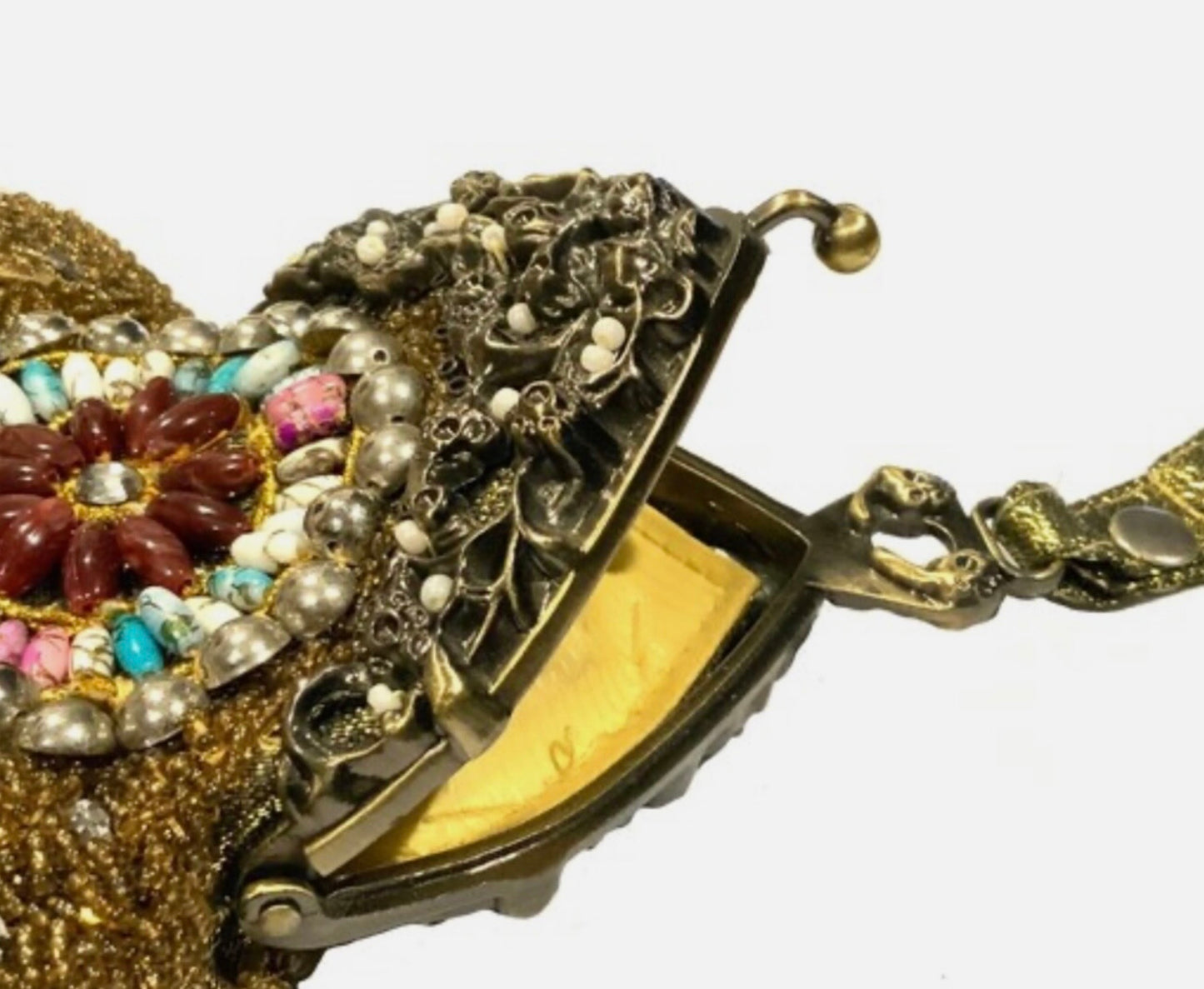 Butler & Wilson Gold Beaded Wristlet Purse Clutch Bag