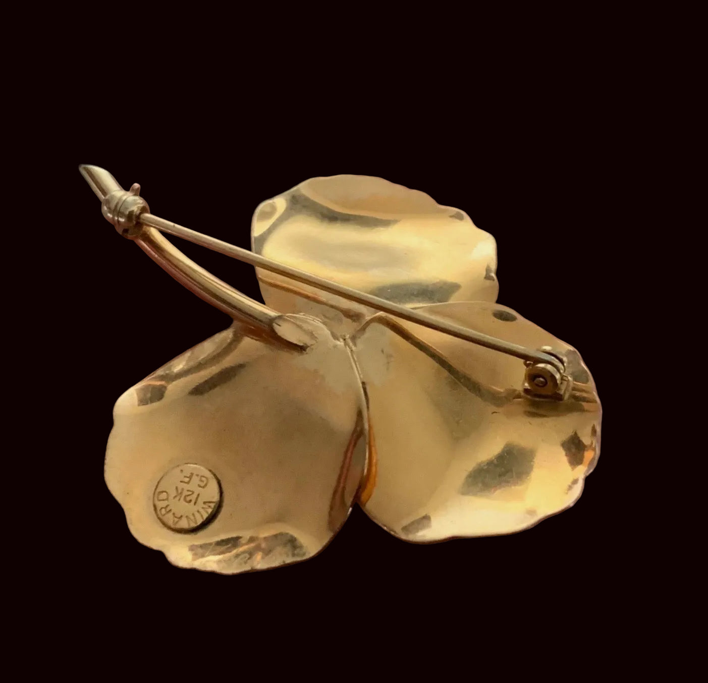 Winard 12K Gold Filled Pearl Flower Brooch 5cm