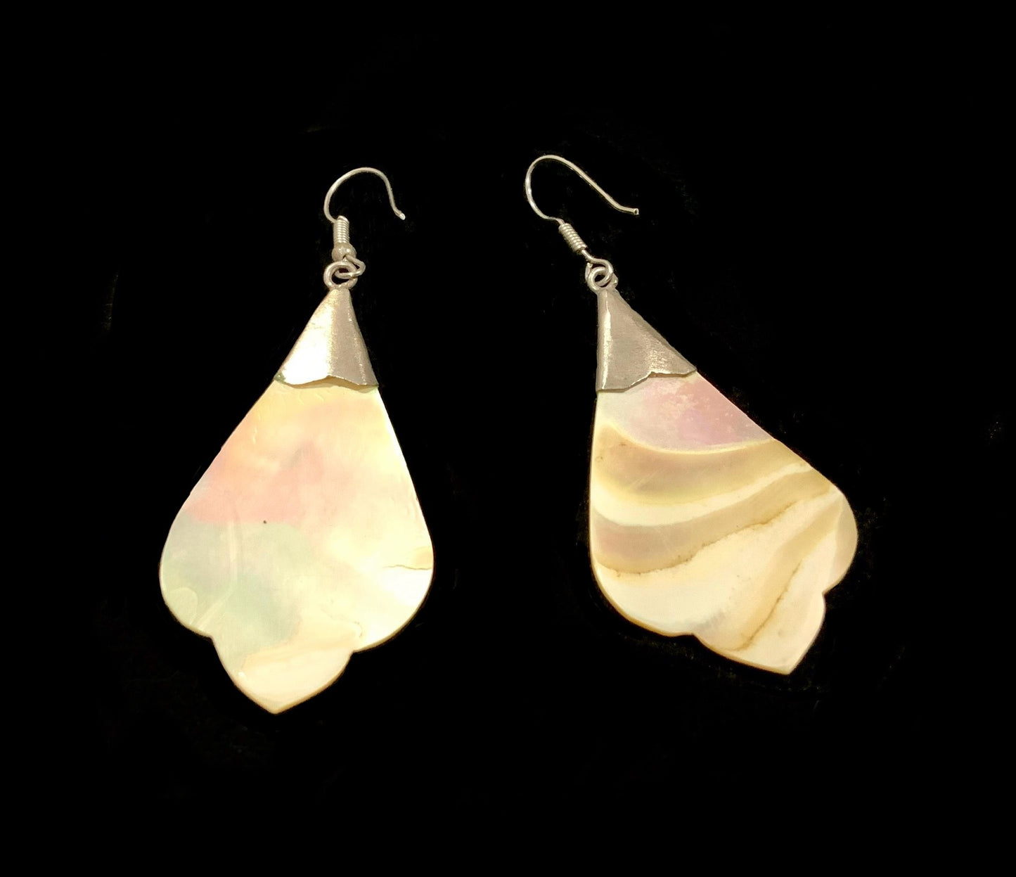 Fan Shape Mother of Pearl Dangle Earrings 7cm