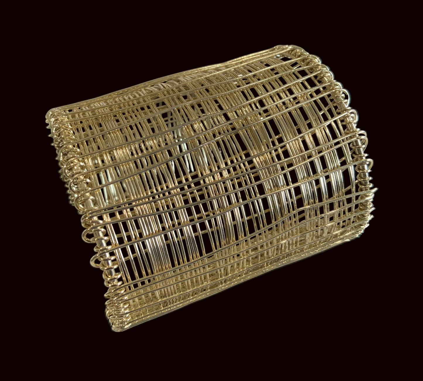 Wide Gold Wire Mesh Cuff Bracelet