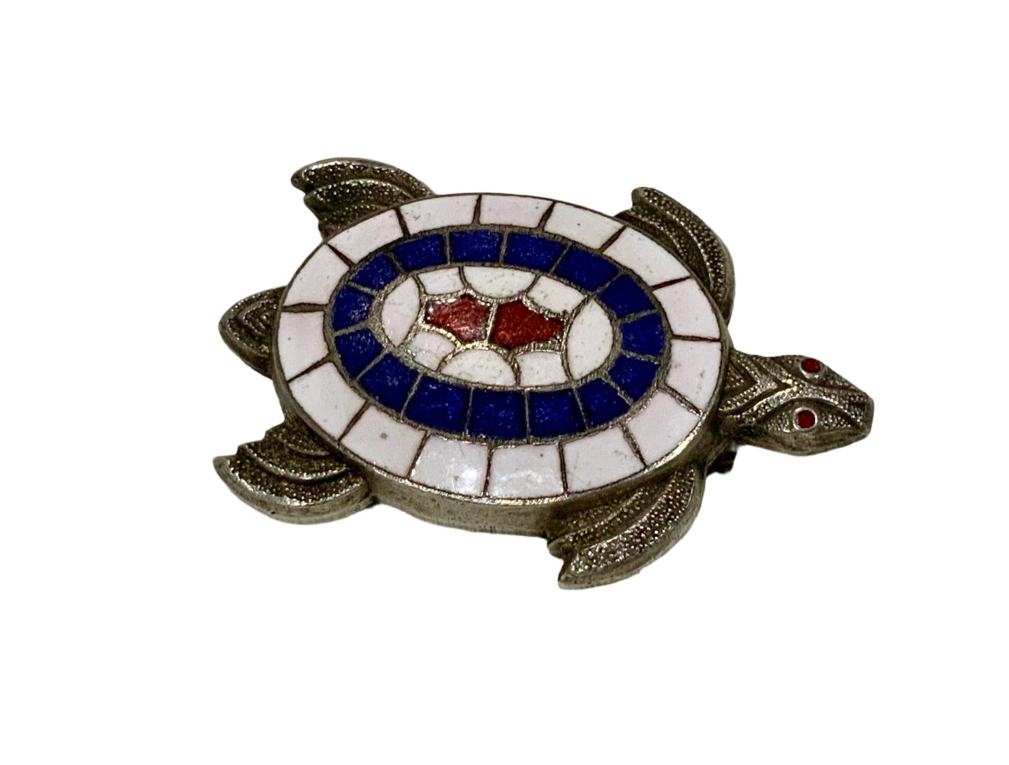 Art Deco Enamel Silver Pewter Turtle Brooch