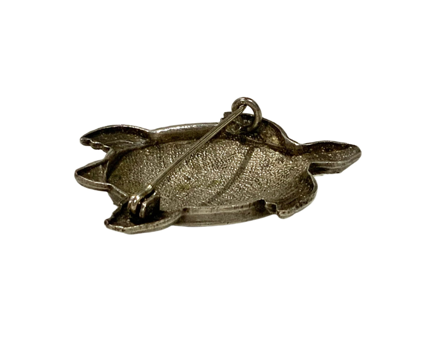 Art Deco Enamel Silver Pewter Turtle Brooch