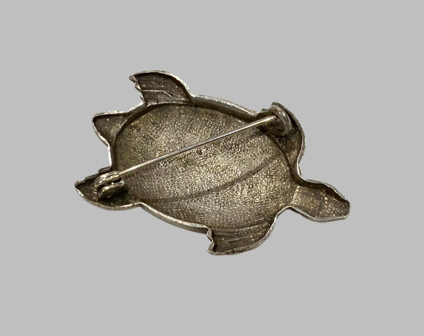 Art Deco Enamel Silver Pewter Turtle Brooch