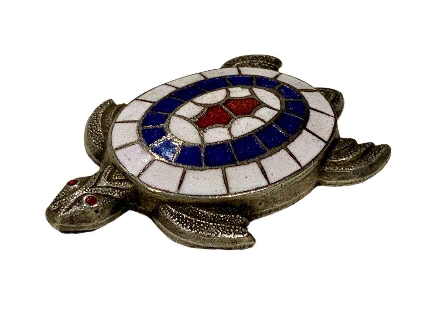 Art Deco Enamel Silver Pewter Turtle Brooch