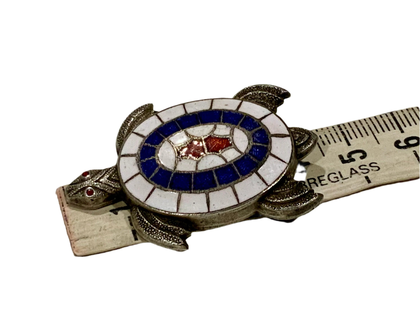 Art Deco Enamel Silver Pewter Turtle Brooch