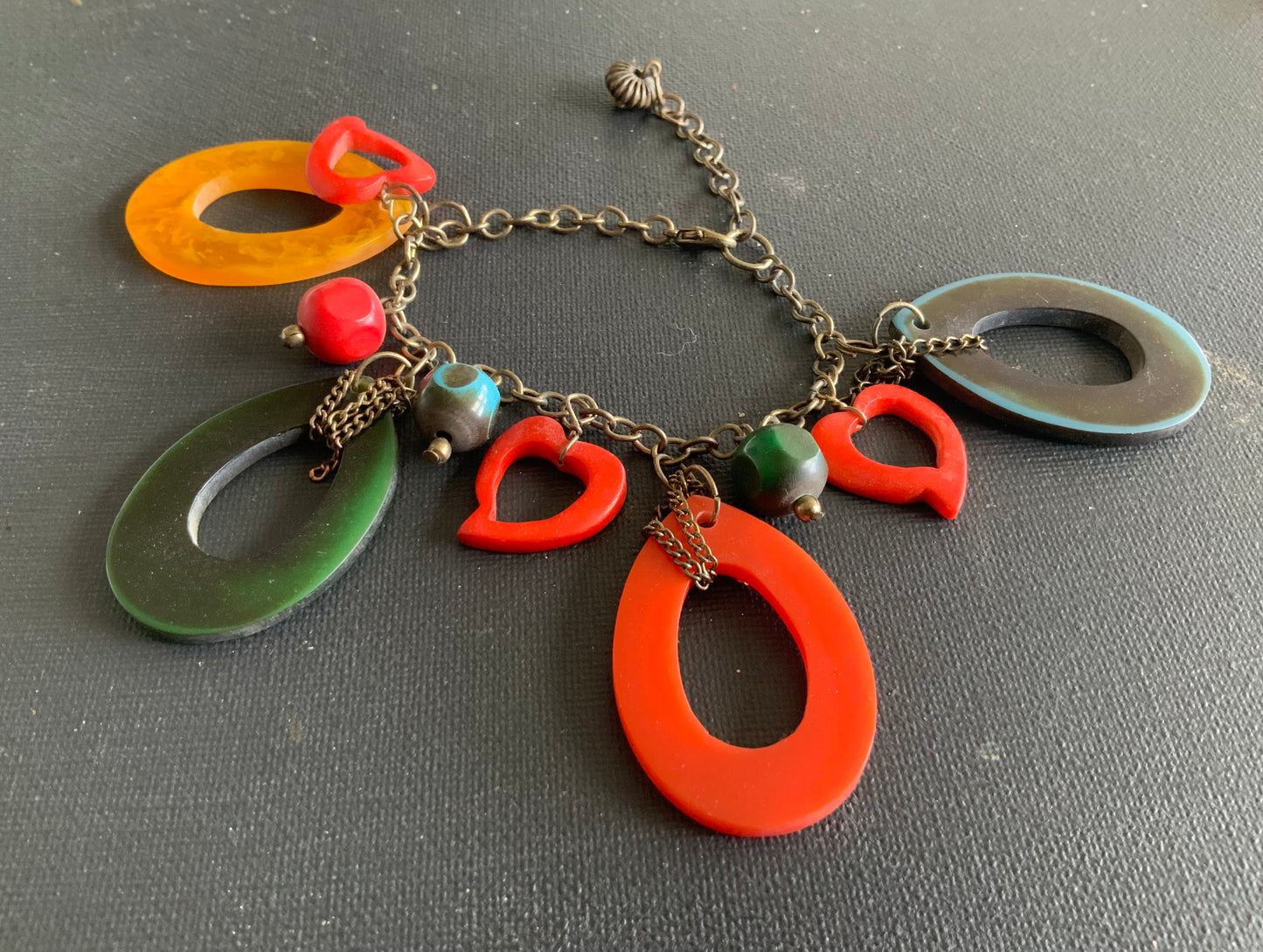 Multi Coloured Resin Dangle Charm Bracelet