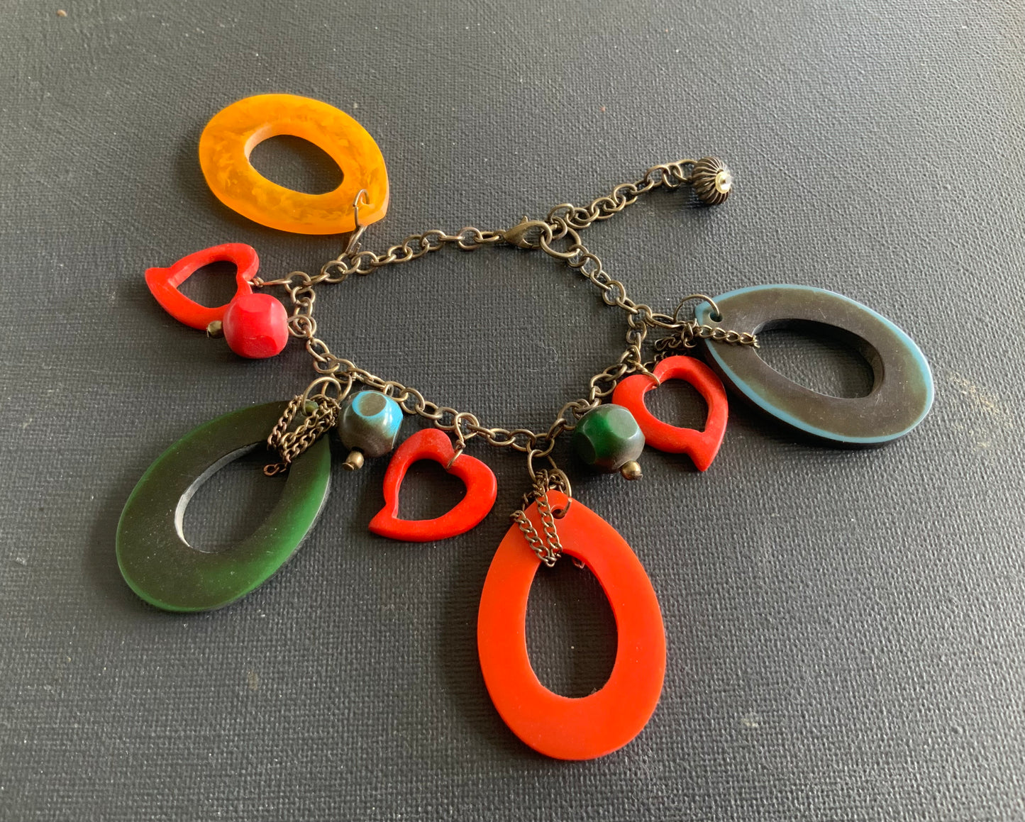 Multi Coloured Resin Dangle Charm Bracelet