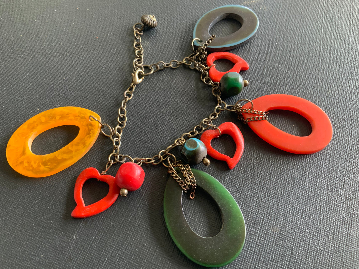 Multi Coloured Resin Dangle Charm Bracelet