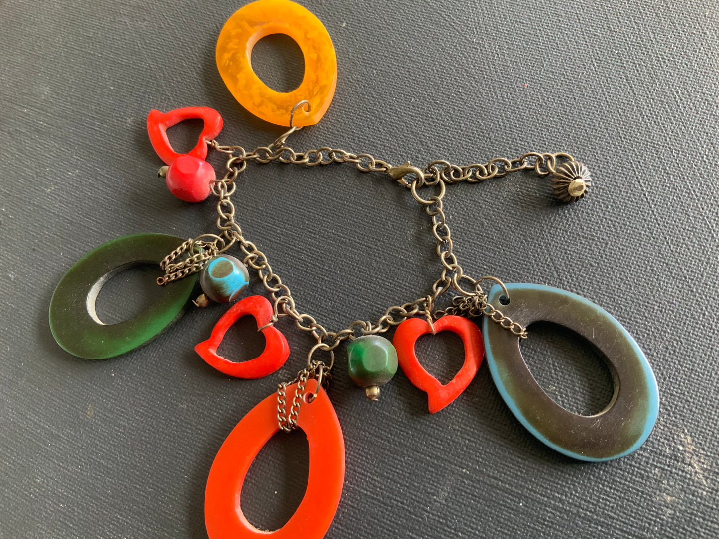 Multi Coloured Resin Dangle Charm Bracelet
