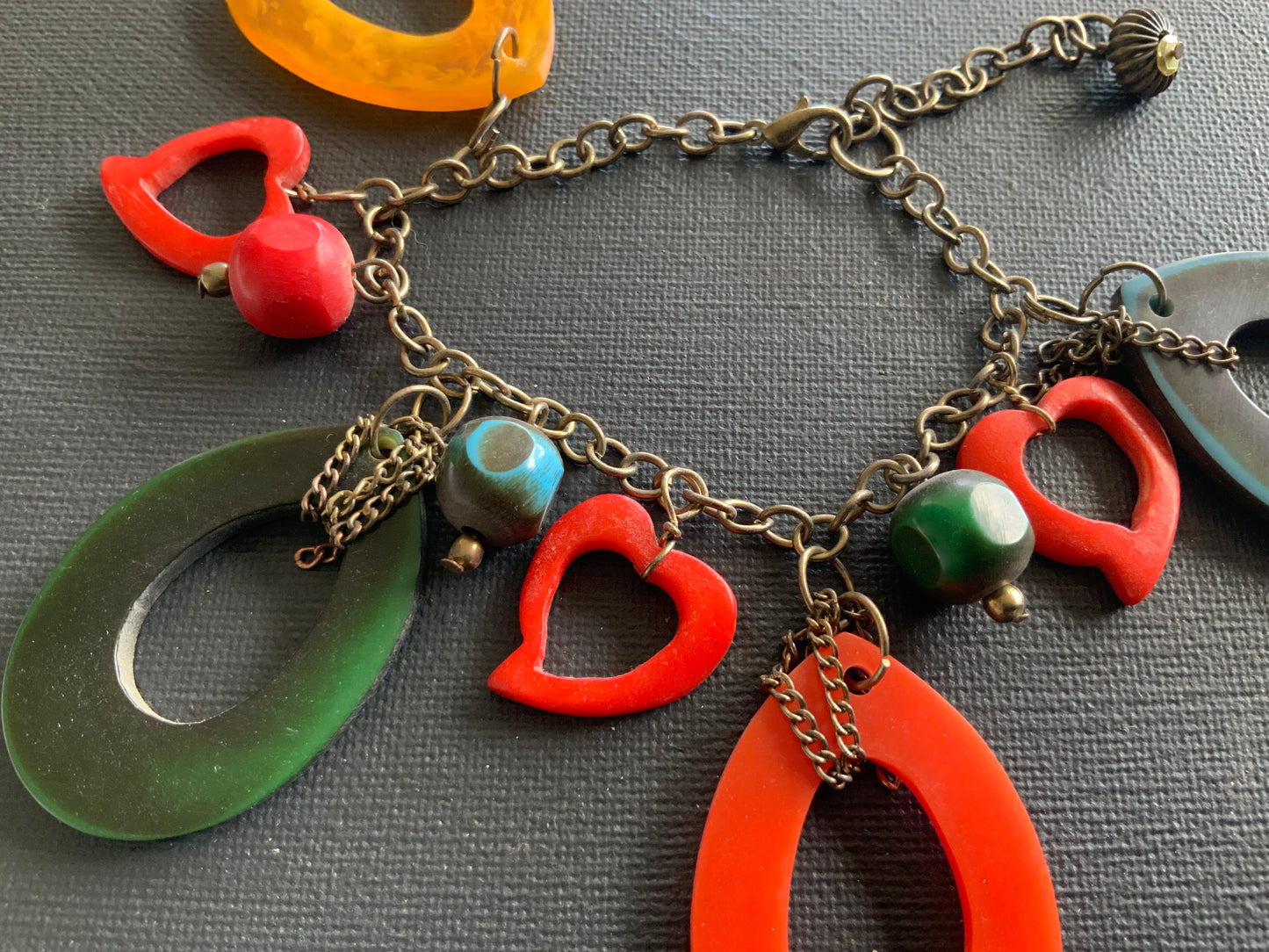 Multi Coloured Resin Dangle Charm Bracelet
