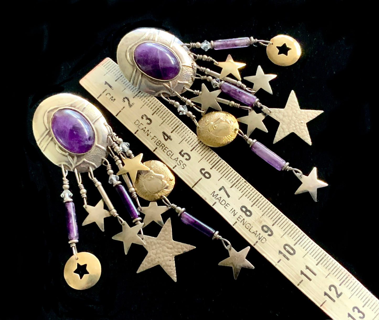 925 Sterling Silver TABRA Stars & Man in The Moon Dangle Earrings