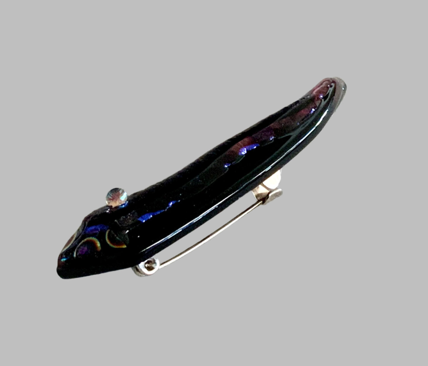 Art Glass Eel Brooch 7.5cm Vintage