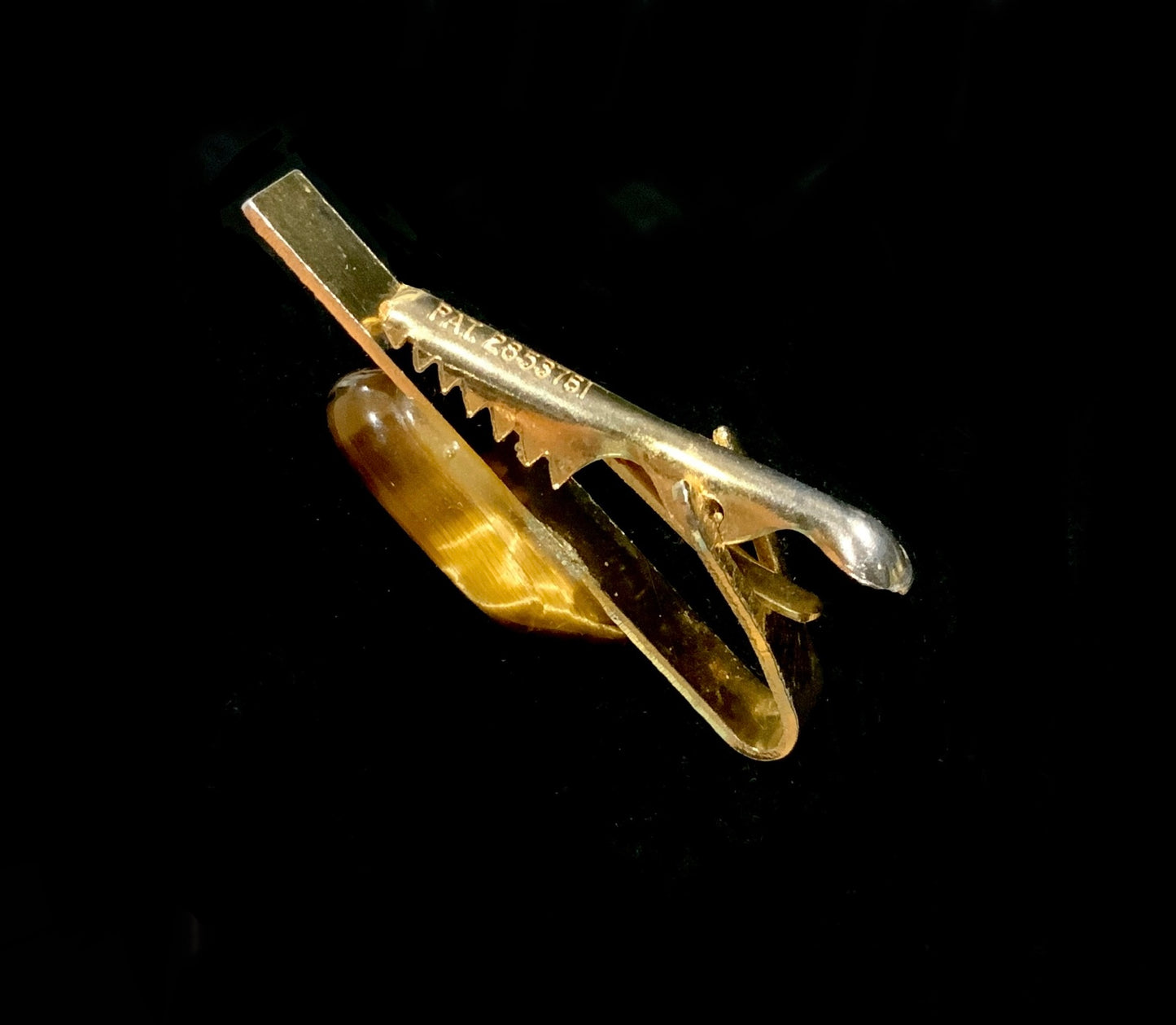 Gold Tone & Tigers Eye Tie Clip 70s Retro