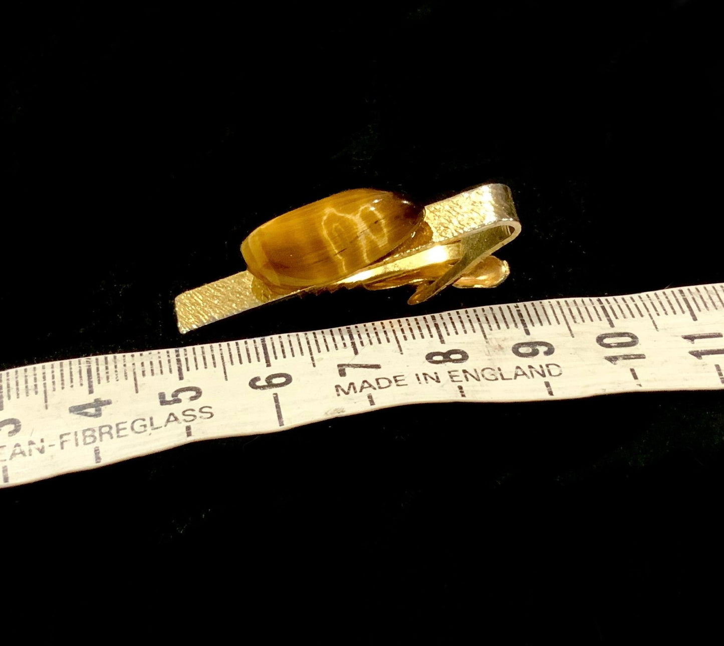 Gold Tone & Tigers Eye Tie Clip 70s Retro