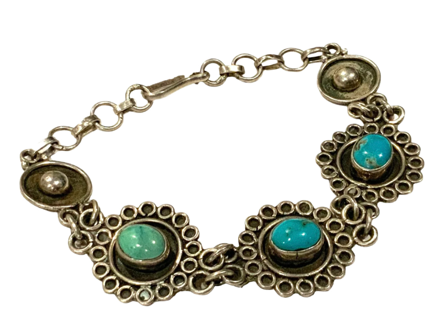 925 Sterling Silver & Turquoise Bracelet 19cm