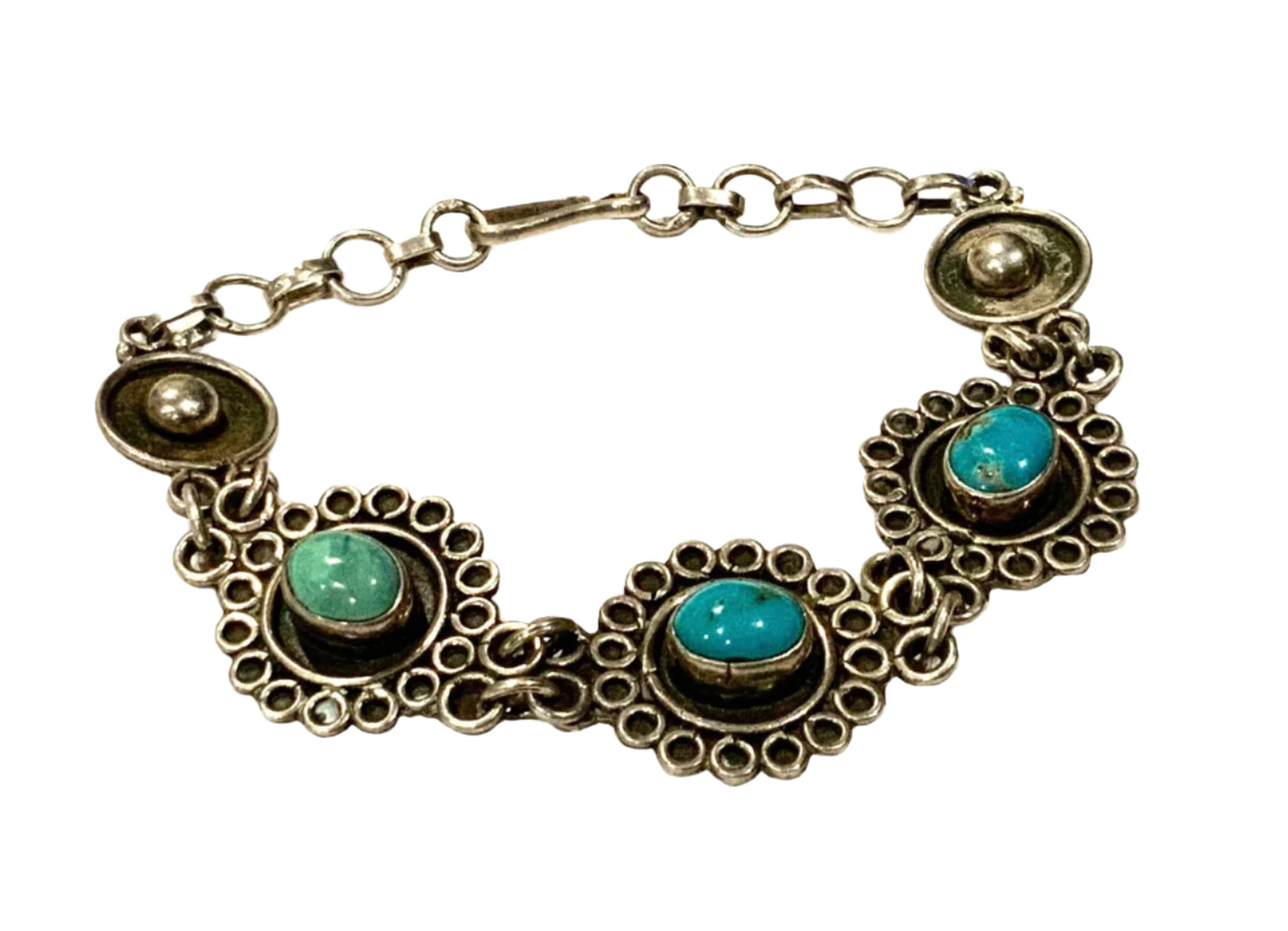 925 Sterling Silver & Turquoise Bracelet 19cm