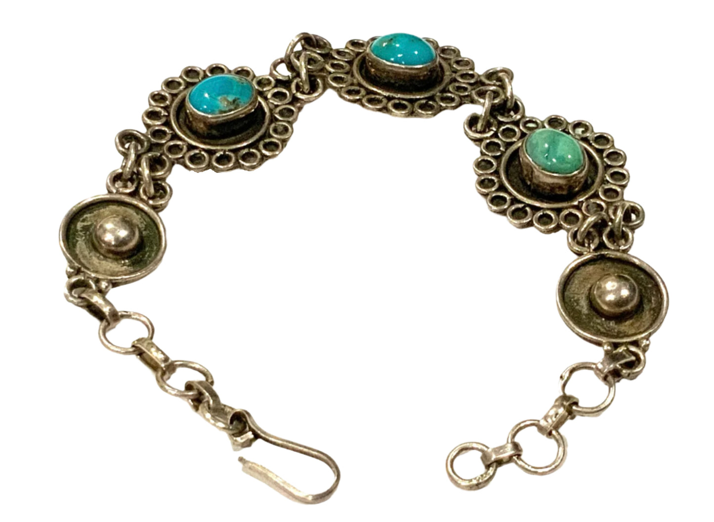 925 Sterling Silver & Turquoise Bracelet 19cm