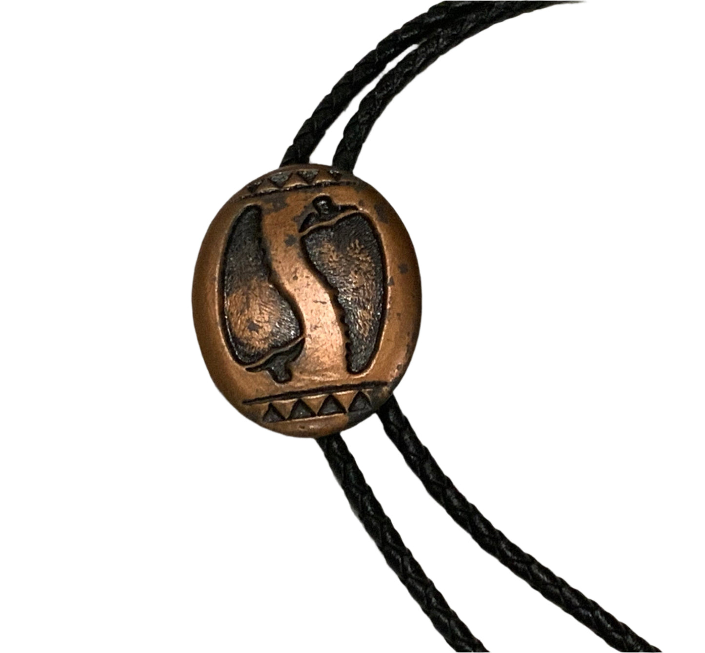 Copper & Black Braided Bolo Tie Southwestern Hot Chilli Peppers
