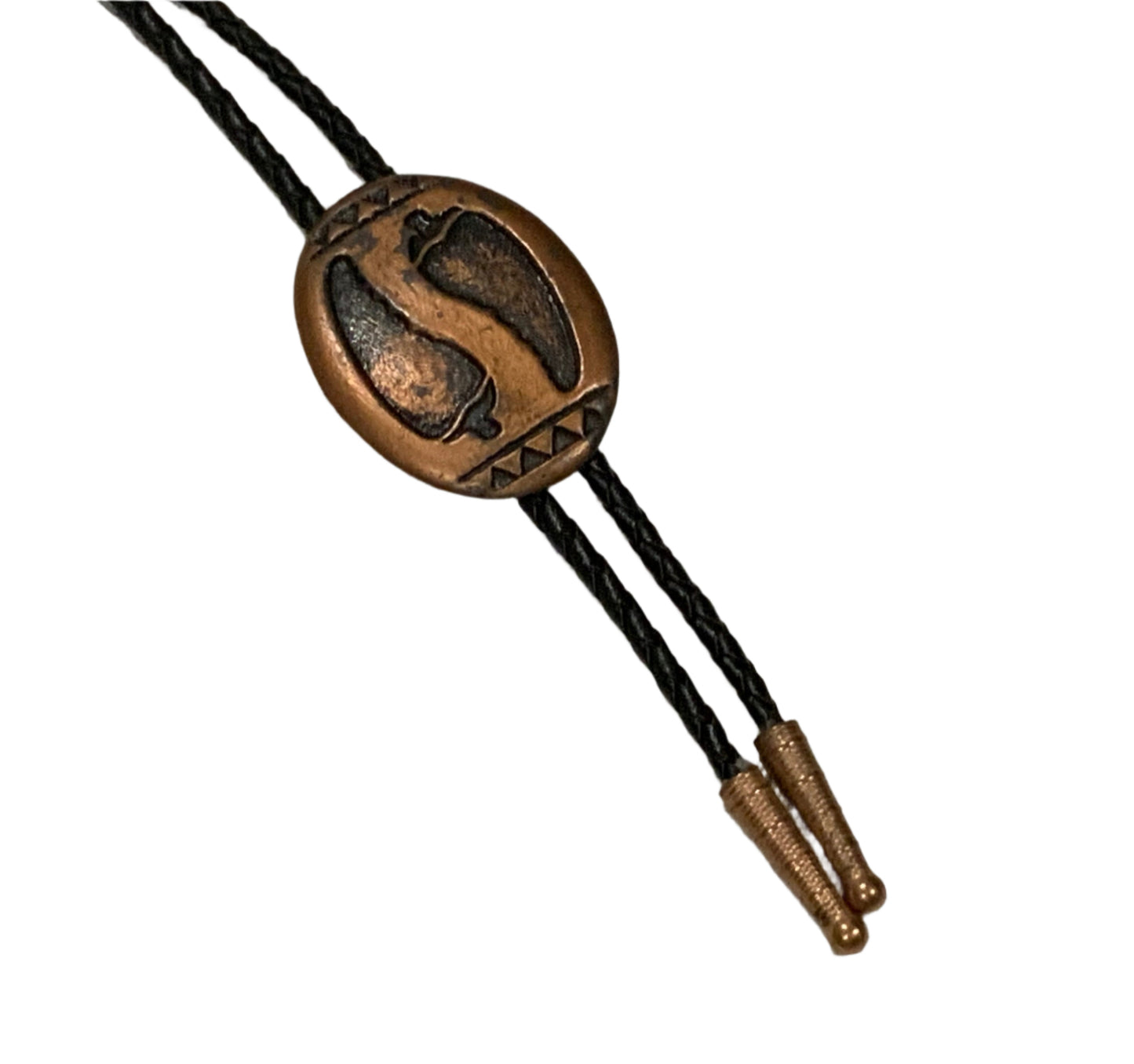 Copper & Black Braided Bolo Tie Southwestern Hot Chilli Peppers