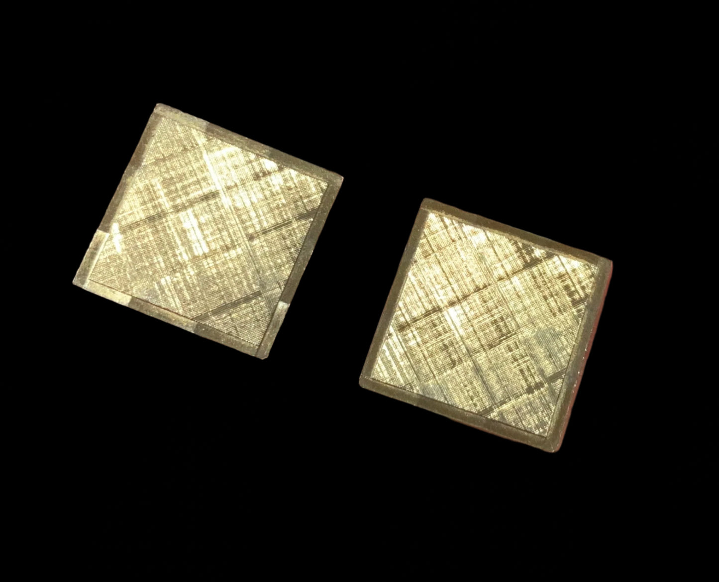Gilt Gold Square Machine Etched Cufflinks Mid Century