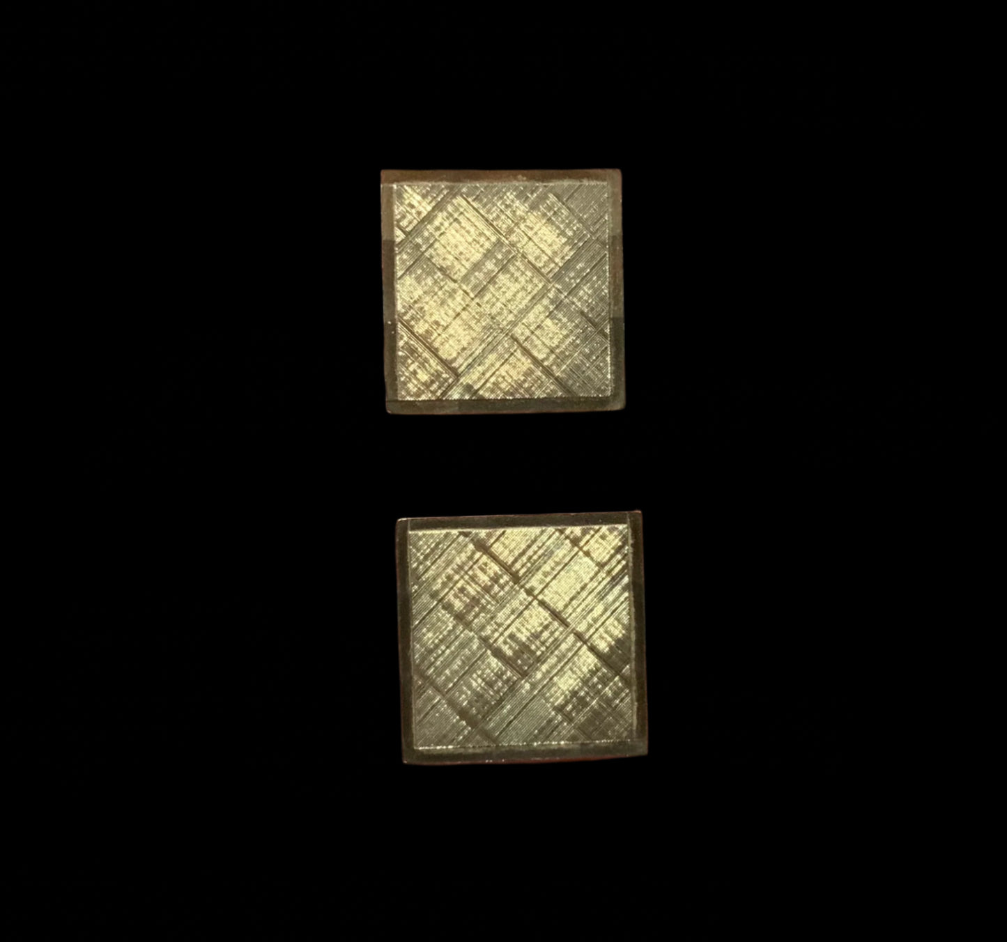 Gilt Gold Square Machine Etched Cufflinks Mid Century