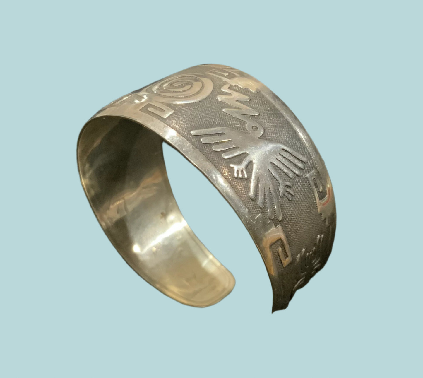 Peruvian Nazca Lines Sterling Silver Cuff Bracelet