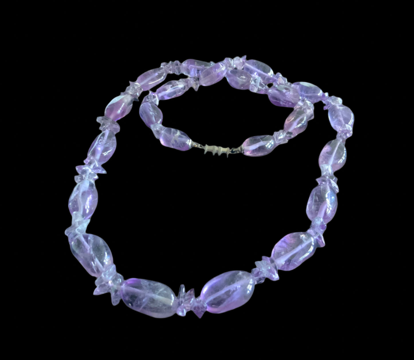 Amethyst Tumble Stone Bead Necklace 60cm