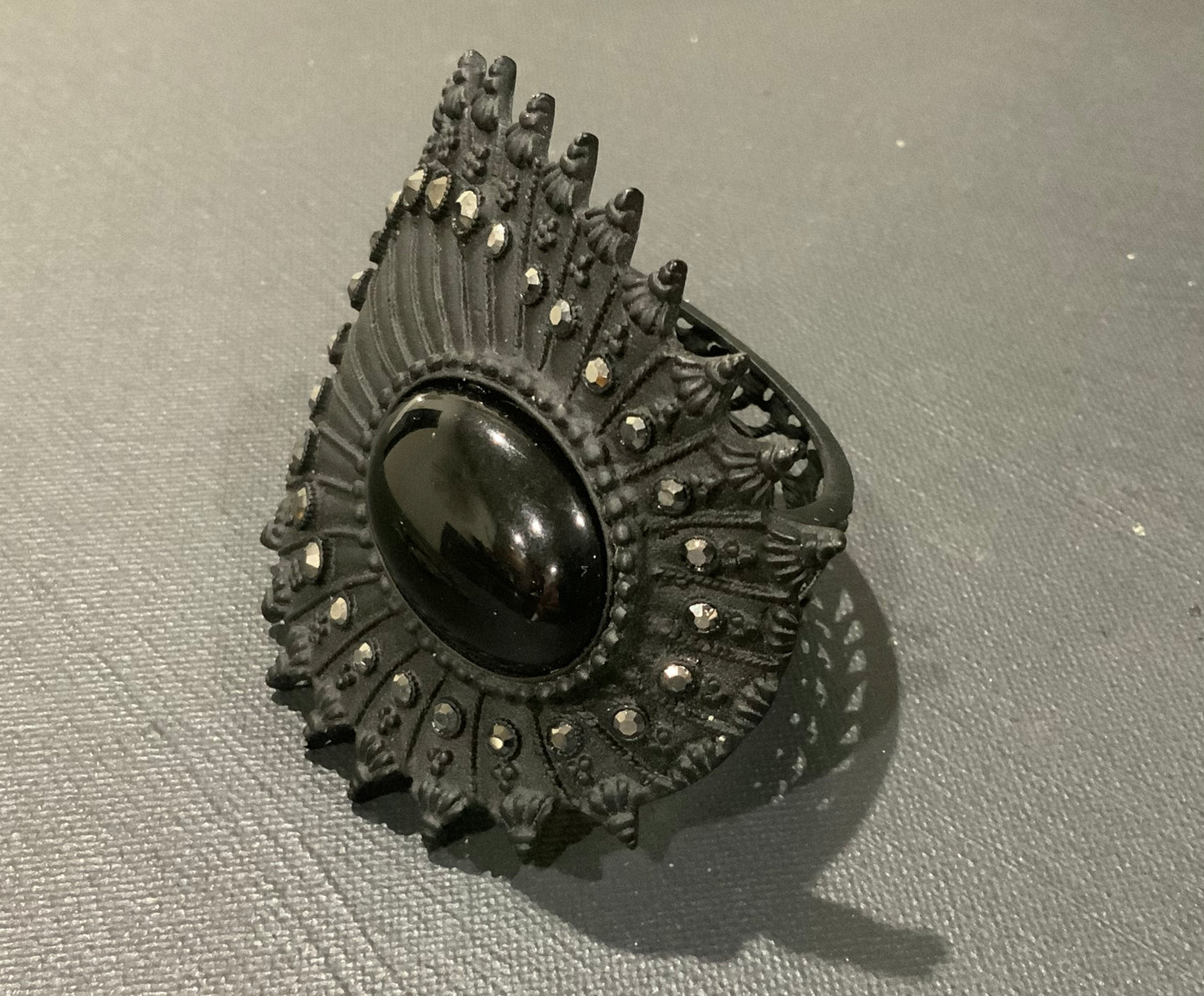 Black Cast Metal Clamper Bracelet