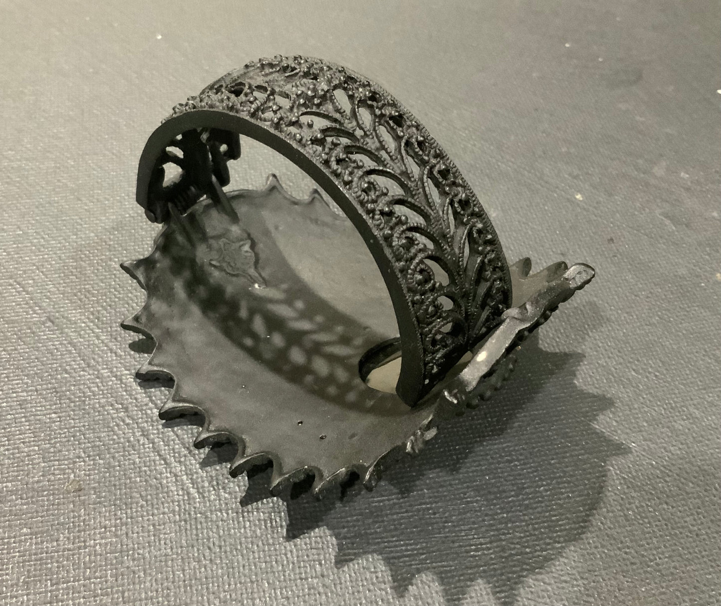 Black Cast Metal Clamper Bracelet