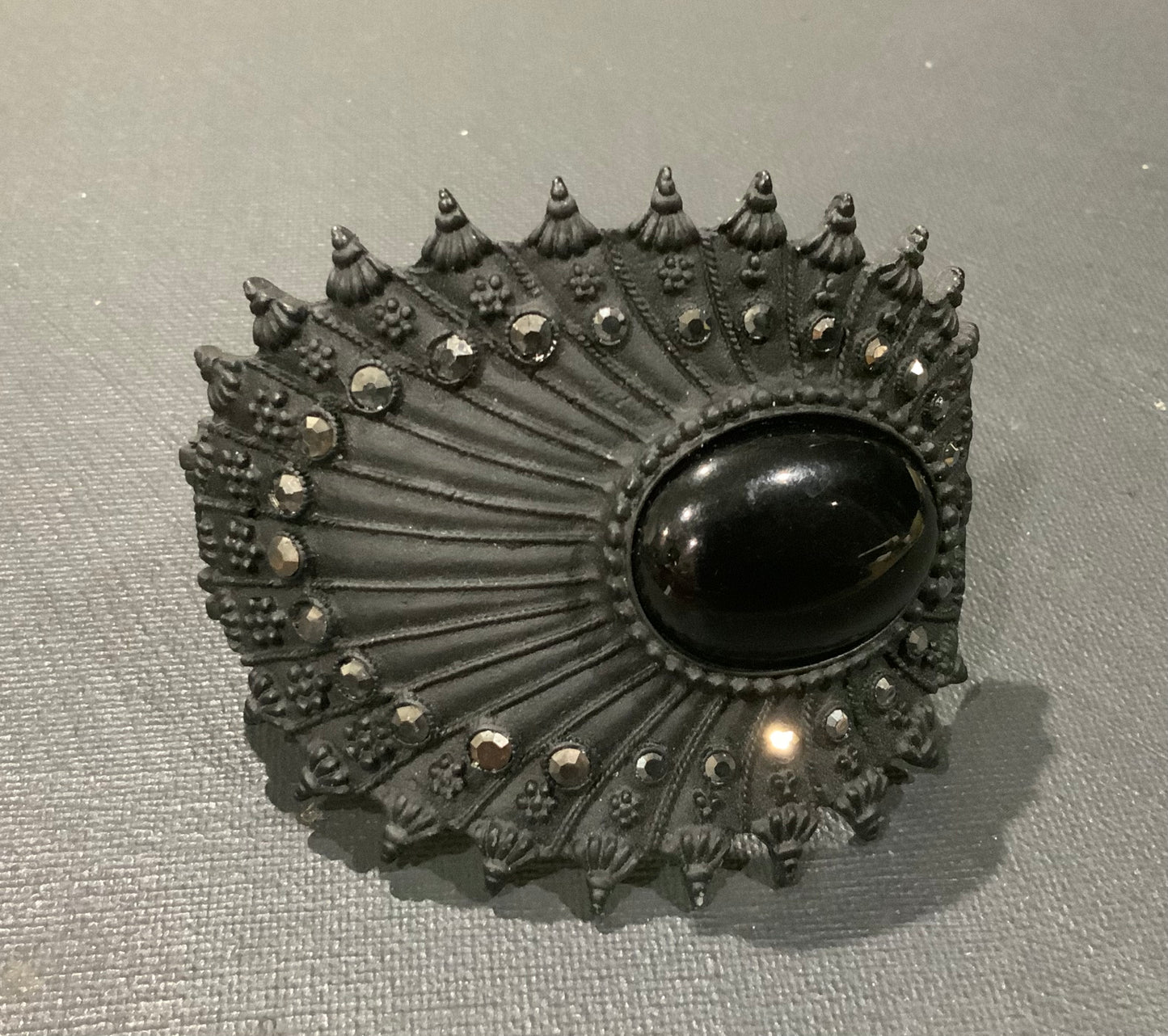 Black Cast Metal Clamper Bracelet