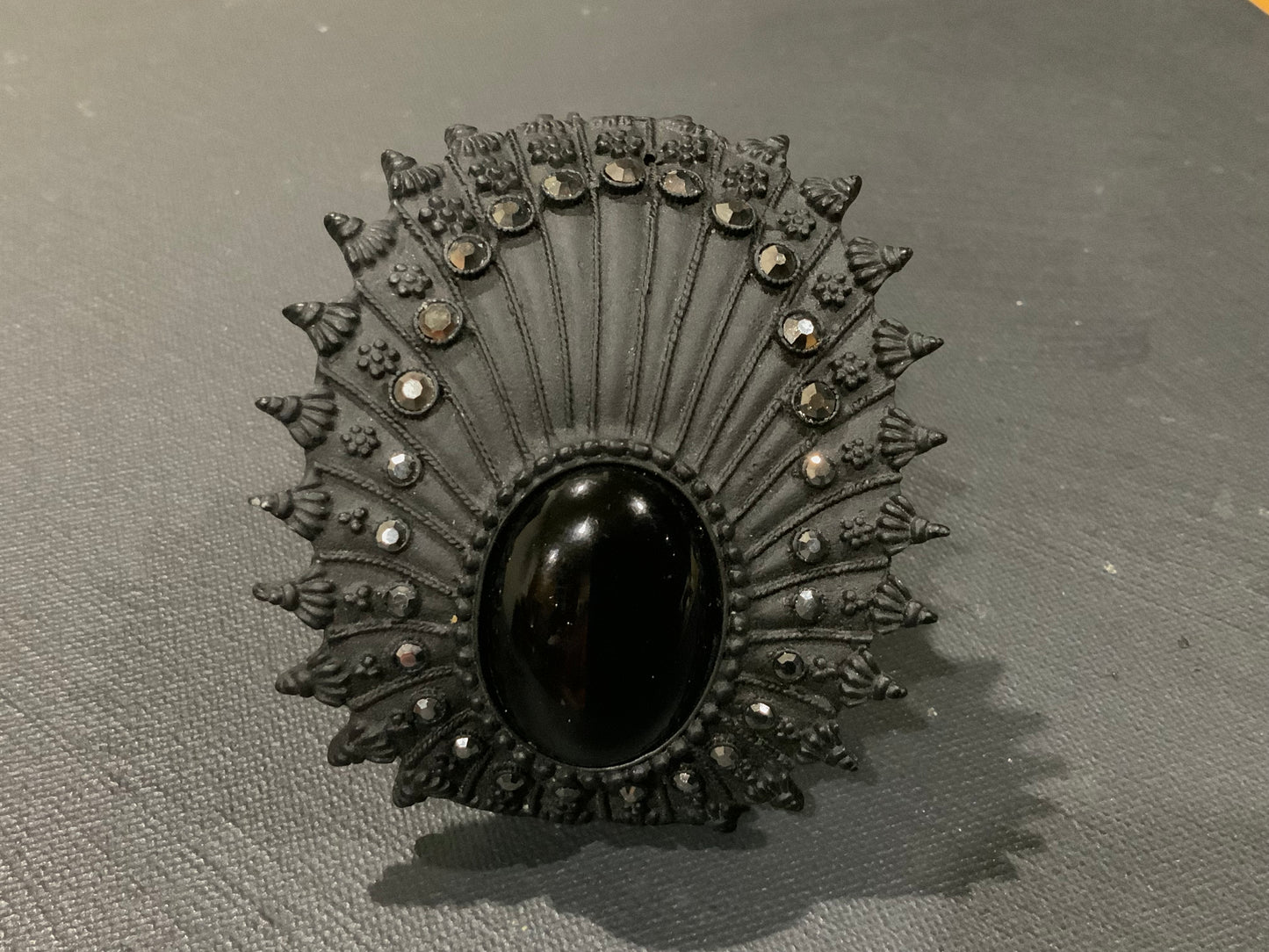 Black Cast Metal Clamper Bracelet