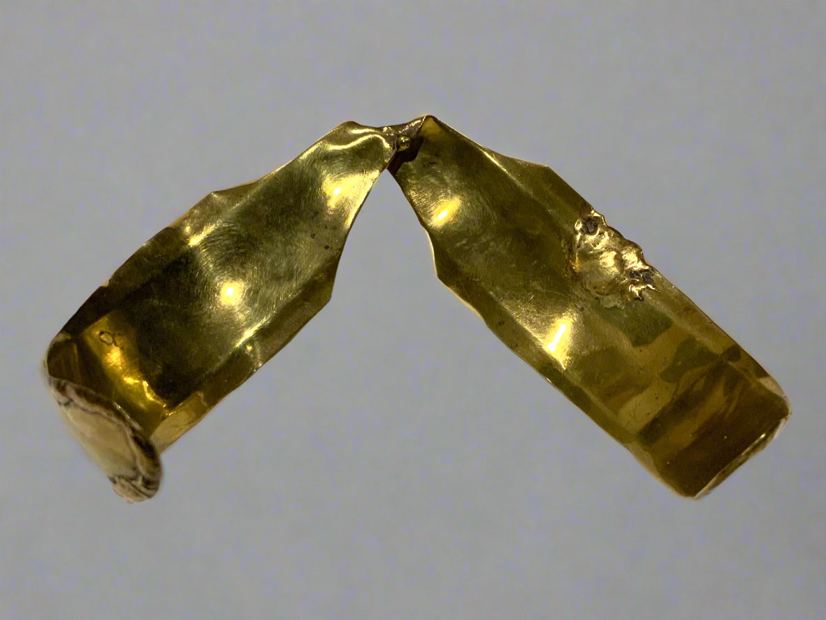 Brutalist Gold Brass Cuff Necklace c 1970s
