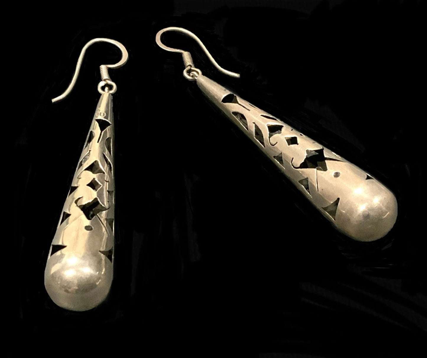 8cm Sterling Silver Earrings 925 Mexico Taxco TM-88