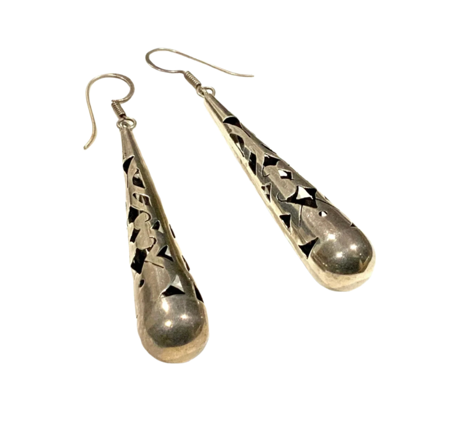 8cm Sterling Silver Earrings 925 Mexico Taxco TM-88