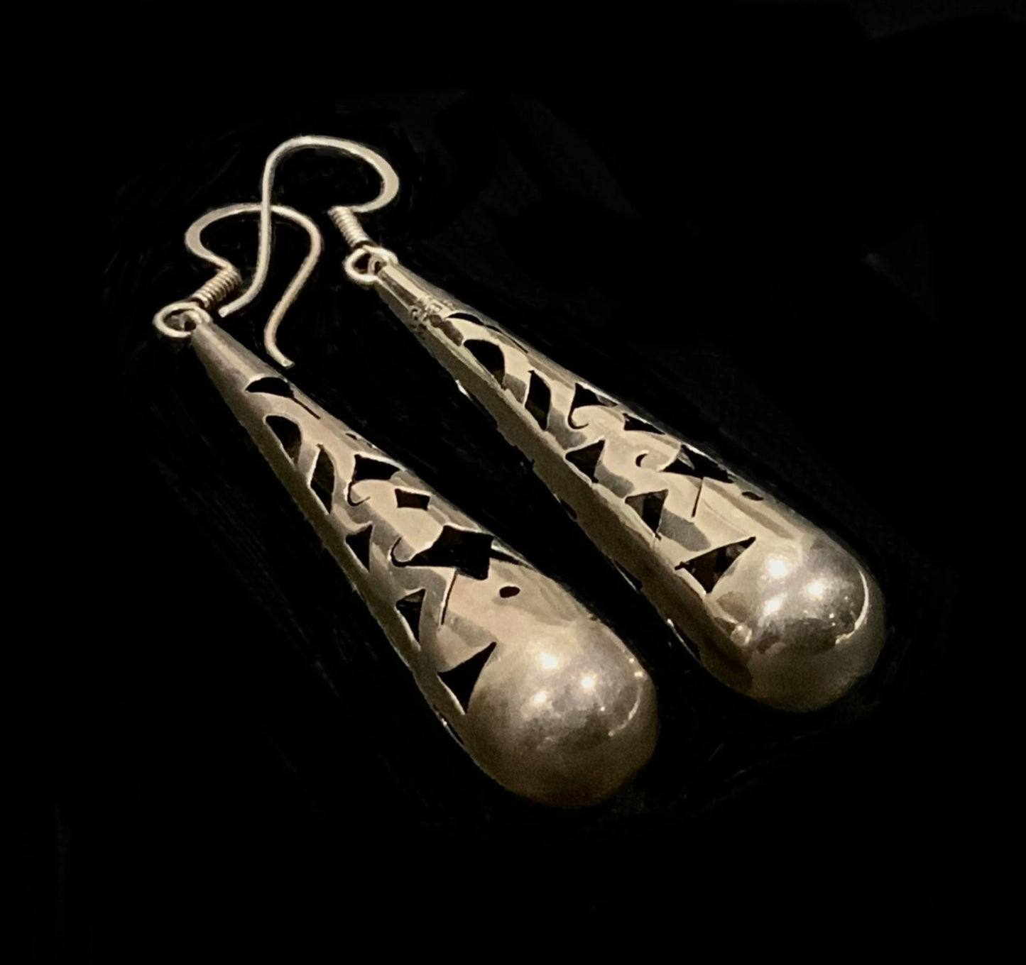 8cm Sterling Silver Earrings 925 Mexico Taxco TM-88