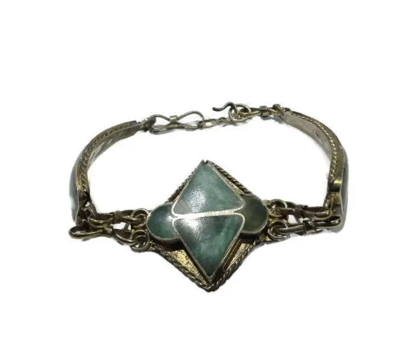 Antique Tibetan Silver Turquoise Inlay Bracelet