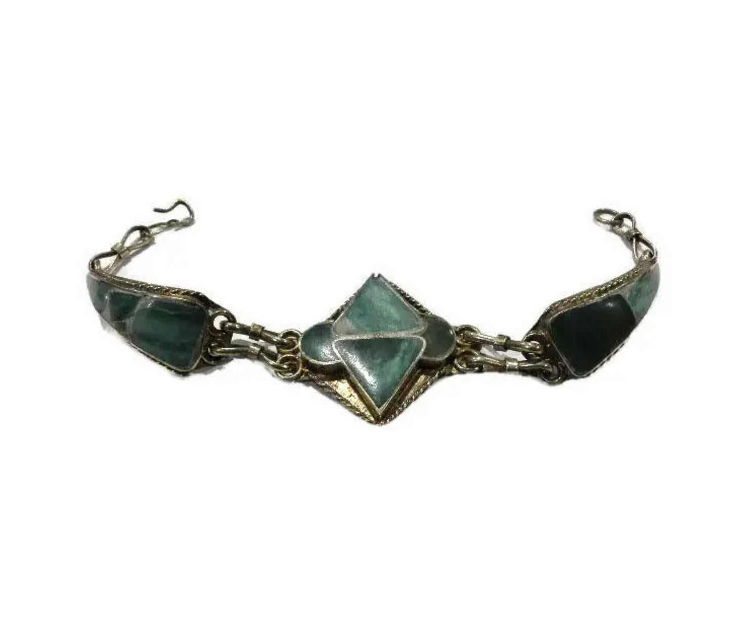 Antique Tibetan Silver Turquoise Inlay Bracelet