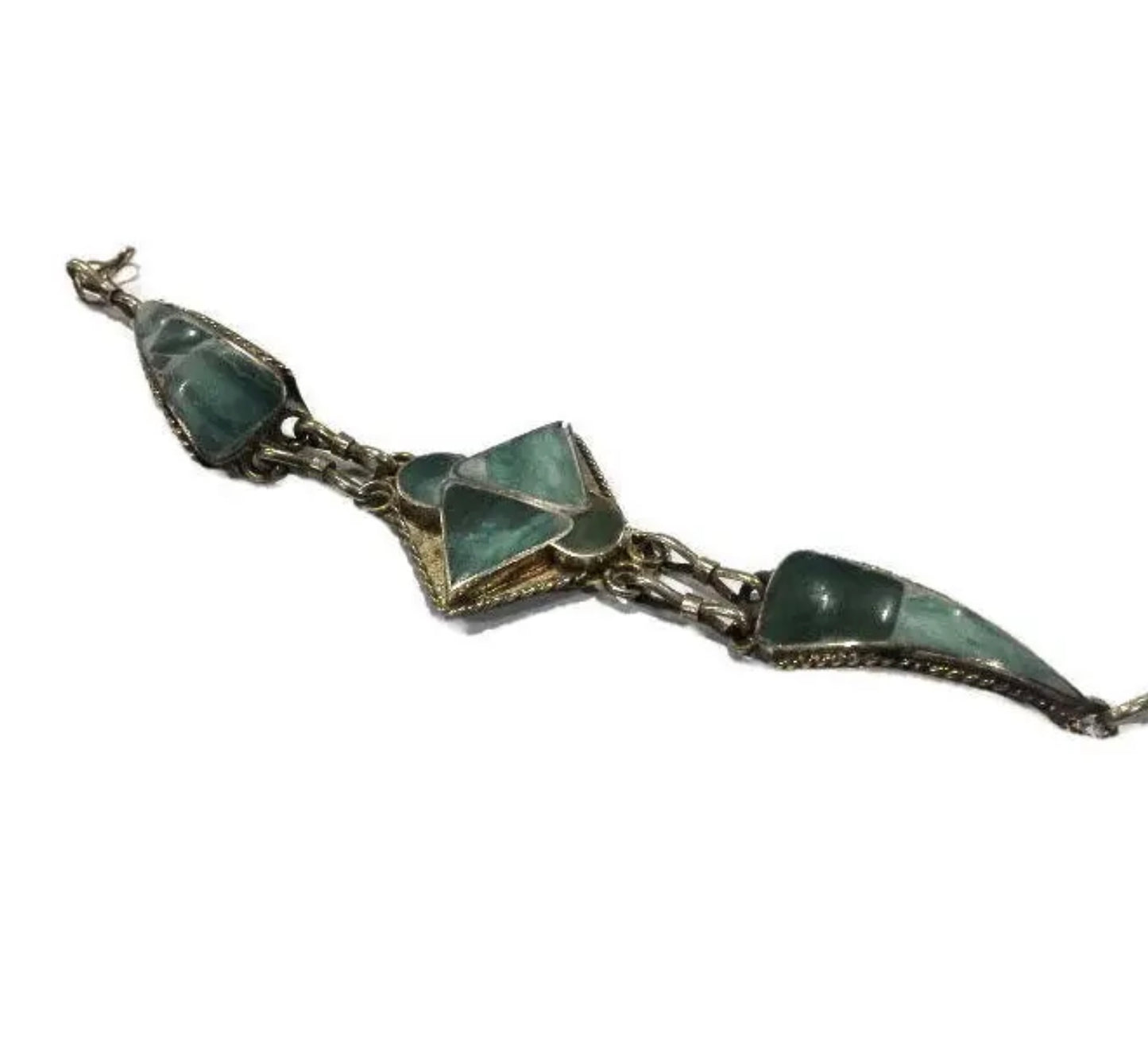 Antique Tibetan Silver Turquoise Inlay Bracelet