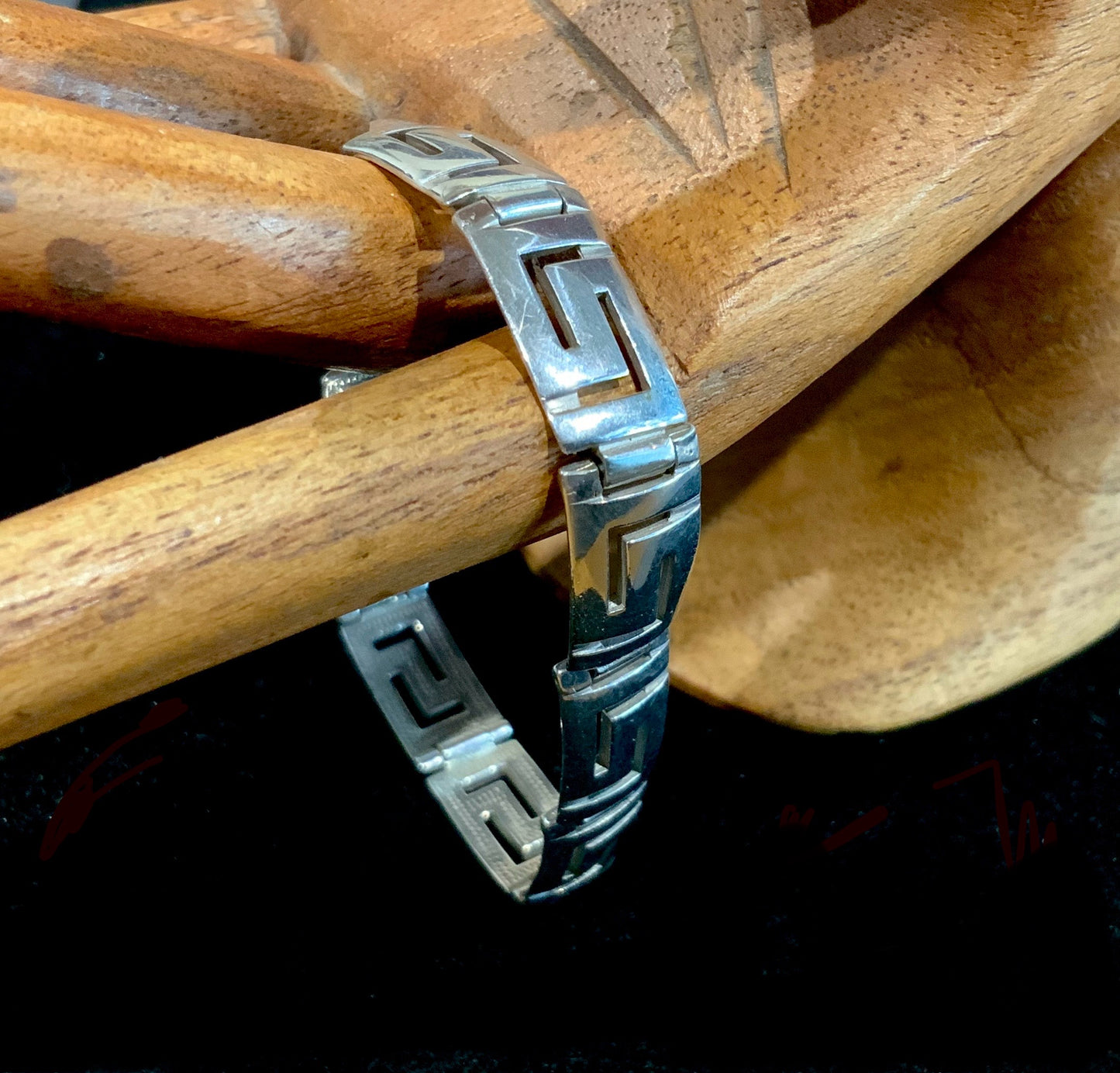 925 Sterling Silver 10mm Greek Key Meander Bracelet 18cm