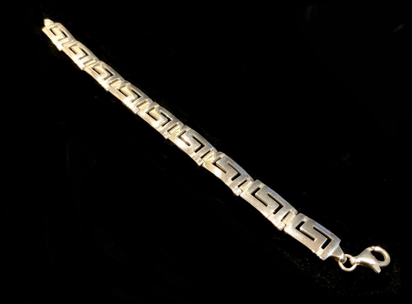 925 Sterling Silver 10mm Greek Key Meander Bracelet 18cm